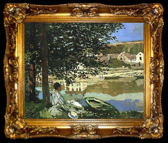 framed  Claude Monet On the Bank of the Seine, Bennecourt, 1868, ta009-2